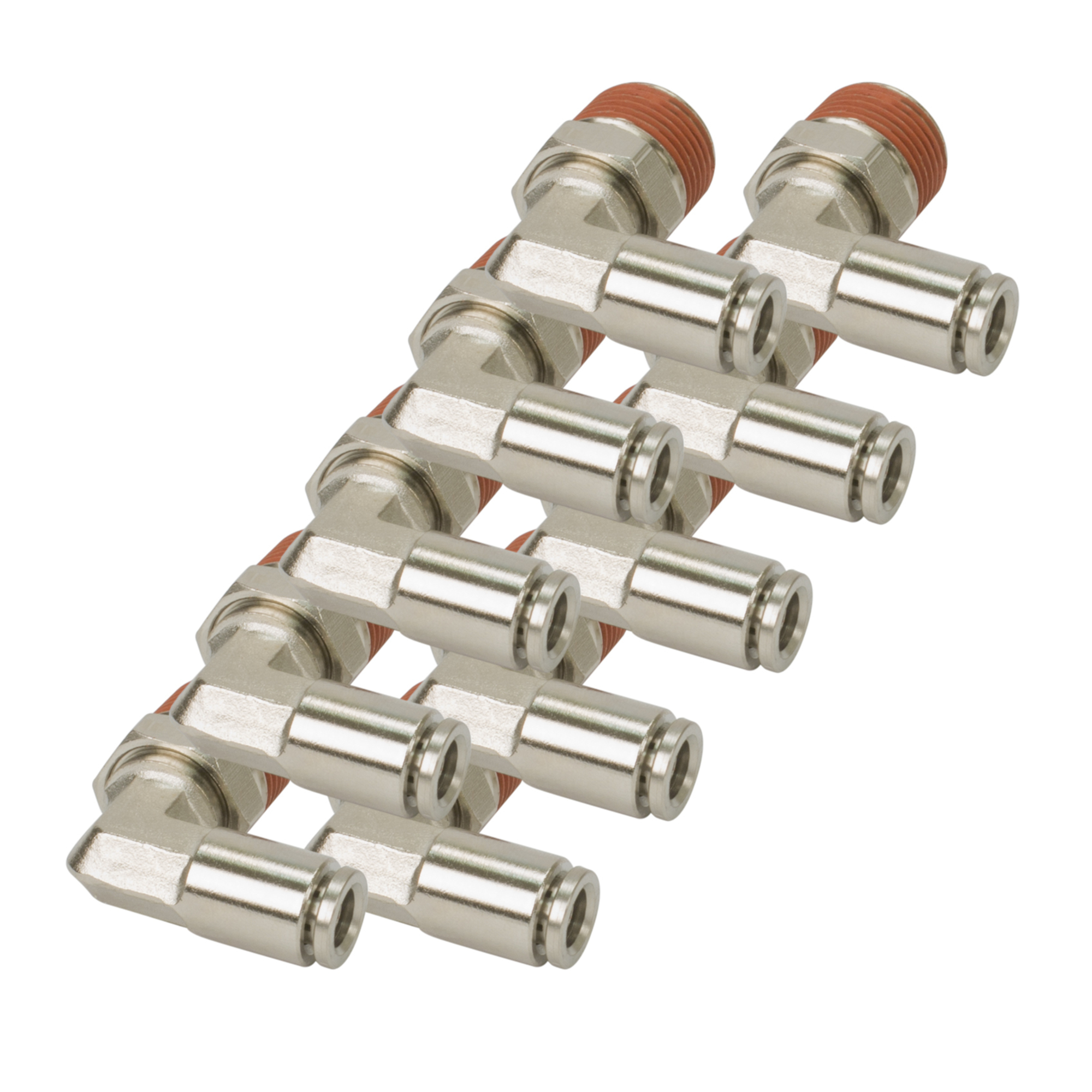 Viair 90 Degree Swivel Elbow PTC Fitting - 3/8in. NPT, Nickel-Plated Brass, Model# 11450-BP